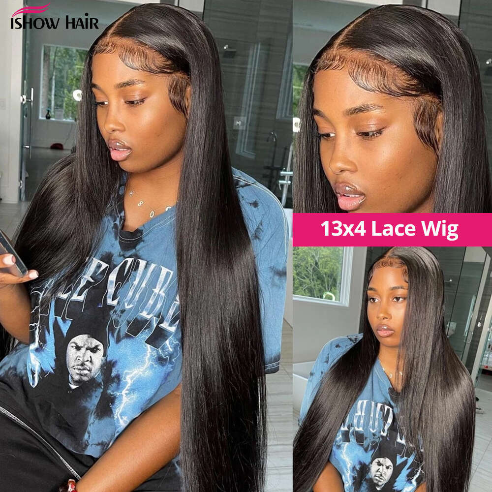 Ishow 13x4 13x6 Straight Front 250 Density Lace Frontal Wigs For Women Pre Plucked Brazilian Closure Wig