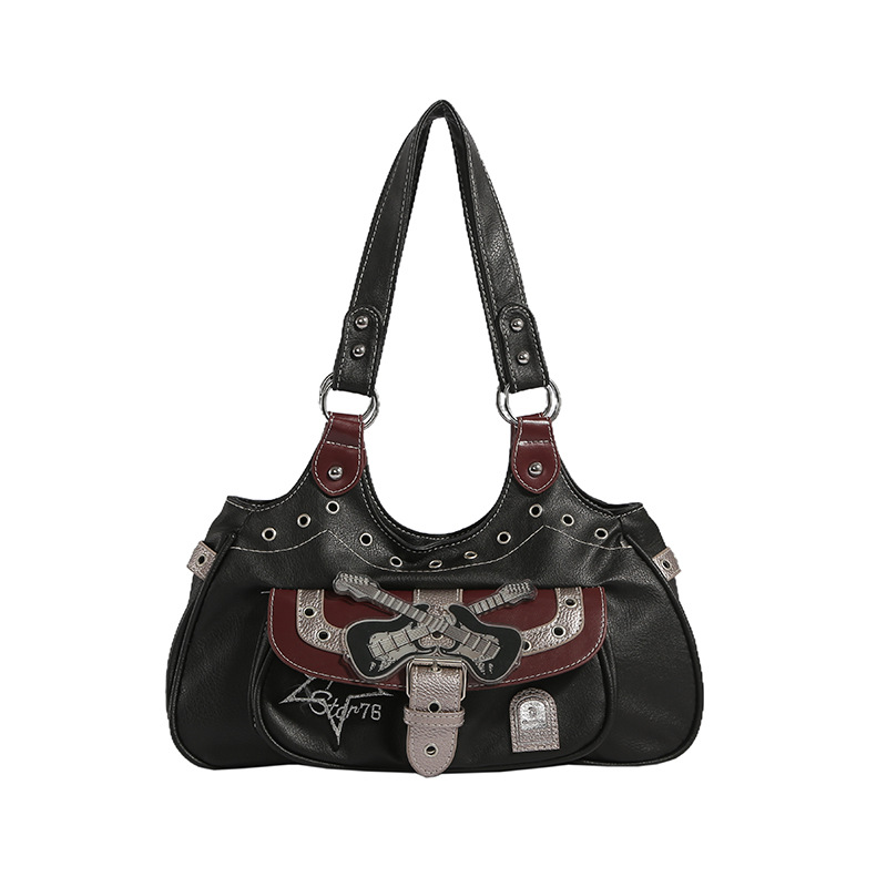 Large capacity shoulder bag Punk style commuting tote armpit bag
