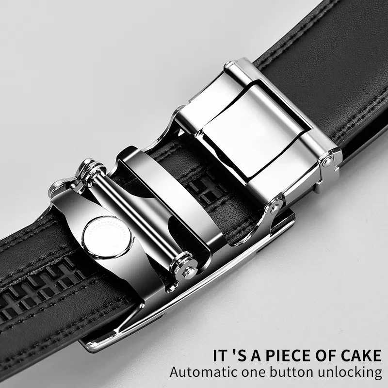 Mens belt automatic buckle leather mens high-quality leather belt jeans casual fashion versatileX240923