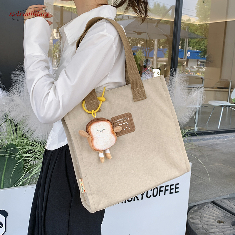 Large capacity student tutoring casual and versatile, single shoulder canvas bag, simple three-dimensional handbag, women's bag #28 Swissmilitary
