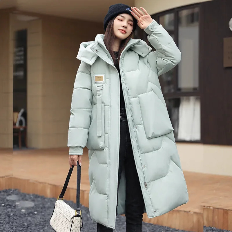Winter Womens Jacket Long Parkas Down Cotton Hooded Coat Thick Warm Windproof Casual Loose 240921
