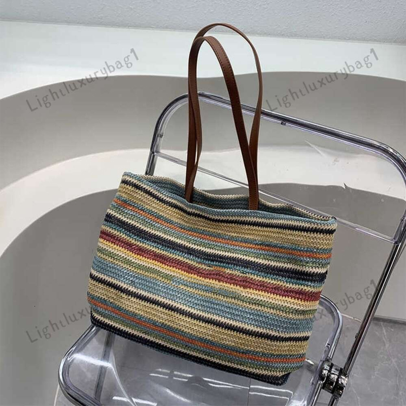 Versatile Straw Tote Bag Brand For Women Luxury Designer Handbag New In Straw Embroidery Letter Decorate High Capacity Sling Bag Summer Beach Bag 250618