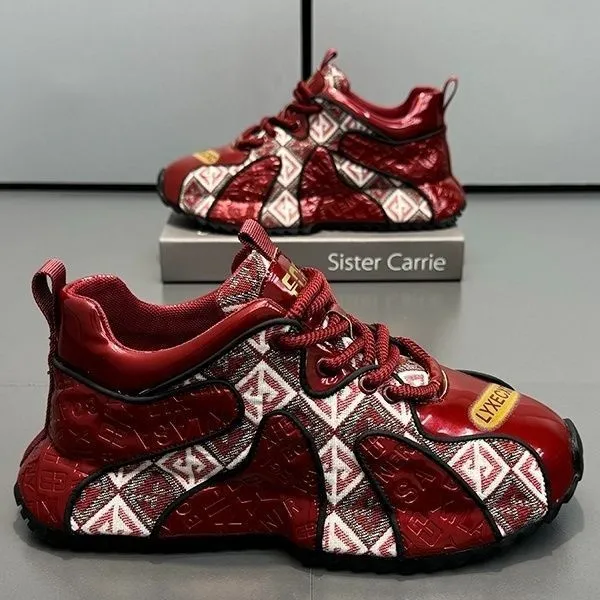 Breathable Designer sneakers Soft-Soled Men's Clunky embroider Shoes Heightening Athleisure Trend running shoes WOMEN Men