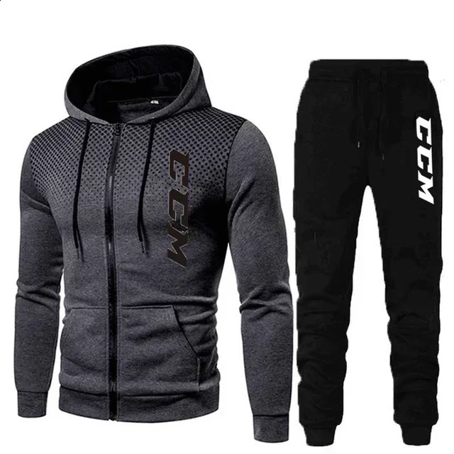CCM Mens Hoodie Fitness Gym Clothing Running Set Sportswear Slow Winter 240914