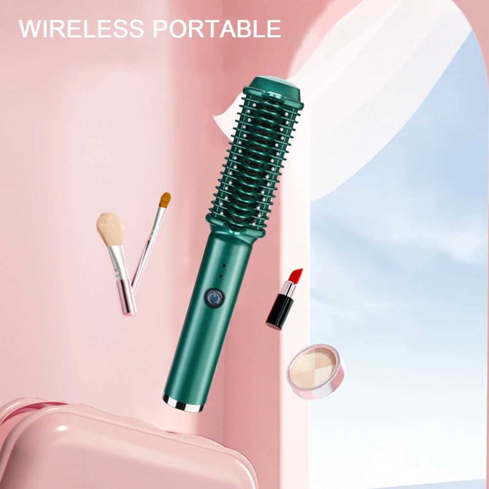 Cordless straight hair brush fast heating dual salon hair styling tool anti slip design mens hair comb CL240923