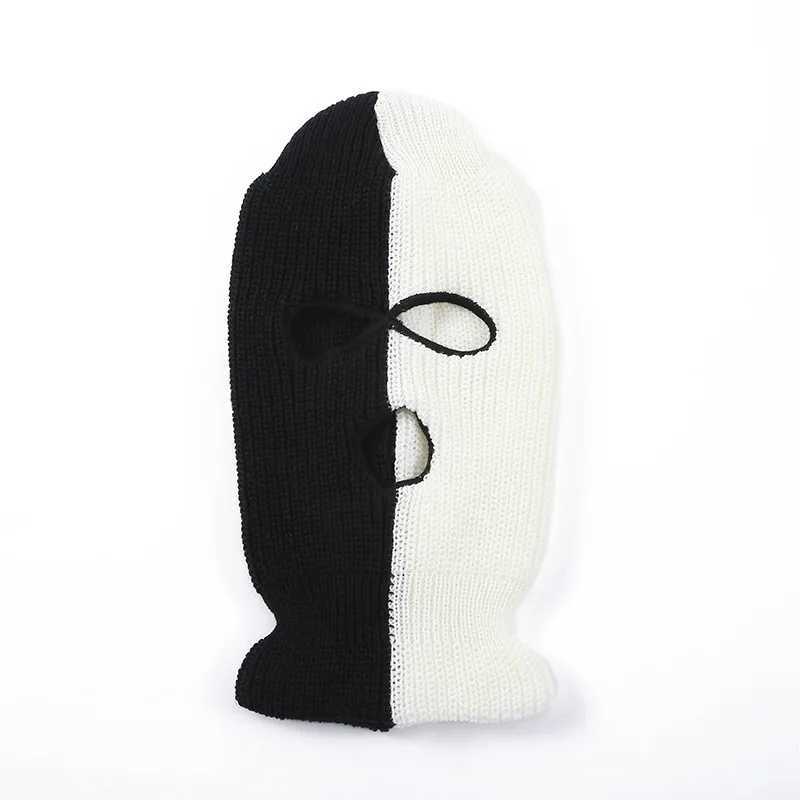 Beanie/Skull Caps 3 Hole Knitted Beanie Hat Full Face Ski Mask Winter Balaclava Face Cover for Outdoor Sports Cs J240923