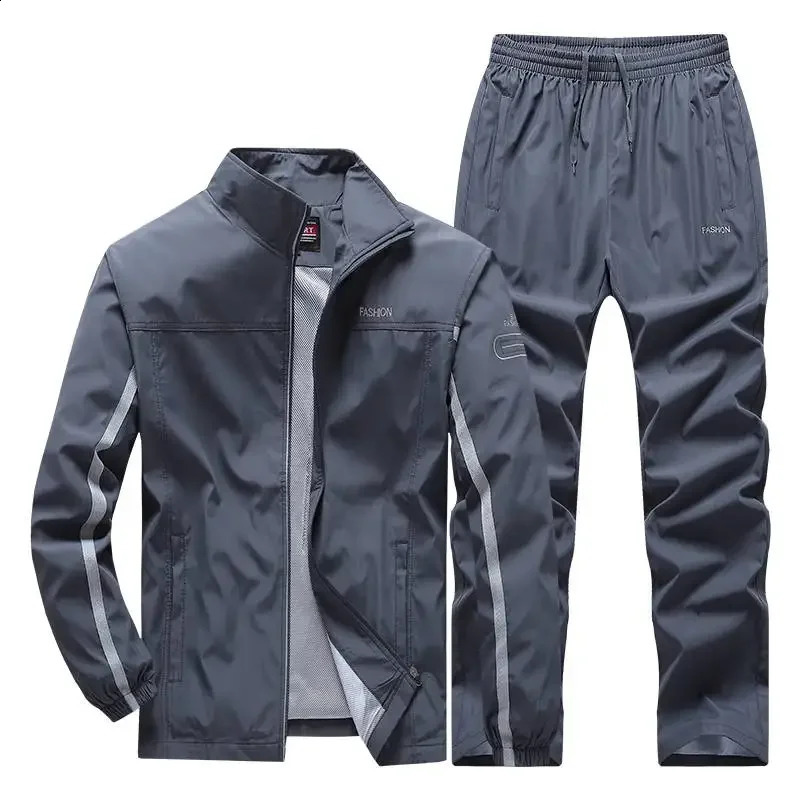 Mens 2-piece casual full zipper gym jogging sportswear sportswear 240923