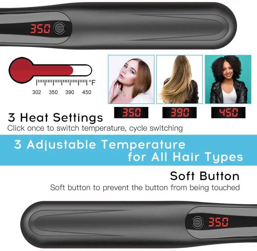 30s fast heating straight hair brush anti scalp ceramic bead straightener 3 temperature heating dual voltage straight hair comb CL240923