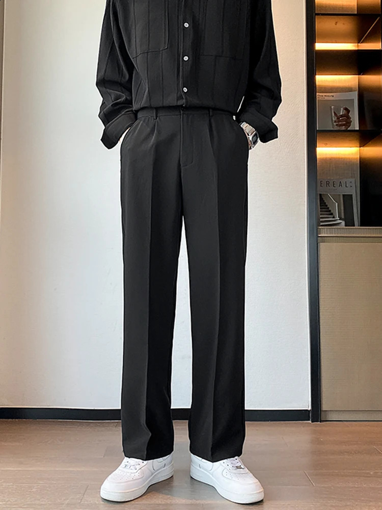 Korean fashion pants Chinos Trouser workwear pleated 240918