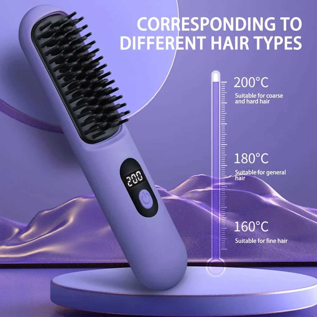 Hair iron 2-3 times one charge reduce damage cordless straightener electric hair brush CL240923