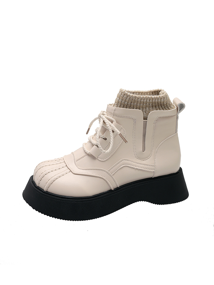 Luxury boot designer Martin women's British 2024 new autumn winter thick soled height increasing college style short boots with soc and plush cot