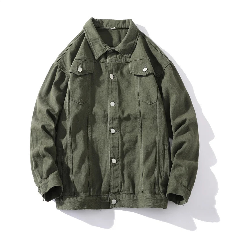 spring autumn denim jacket mens solid color cotton casual street clothing hiphop jeans fashionable loose couple 240921