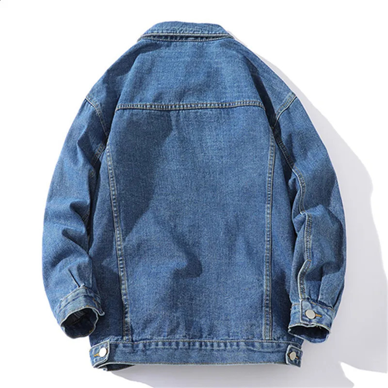 spring autumn denim jacket mens solid color cotton casual street clothing hiphop jeans fashionable loose couple 240921
