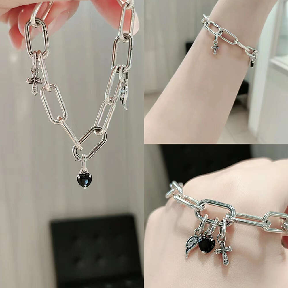 925 Sterling Silver Me Series Black Charm Heart Mini Dangle Charms Fit Original Me Bracelet Original Necklace Pendant Jewelry DIY For women Fashion Gi