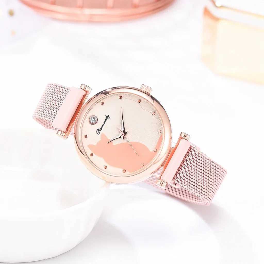 Fashion Watch Women Quartz Wristwatch Mesh Bracelet Cute Cat Dial Luxury Woman Watch Casual Ladies Clock Relogio FemeninoX240923