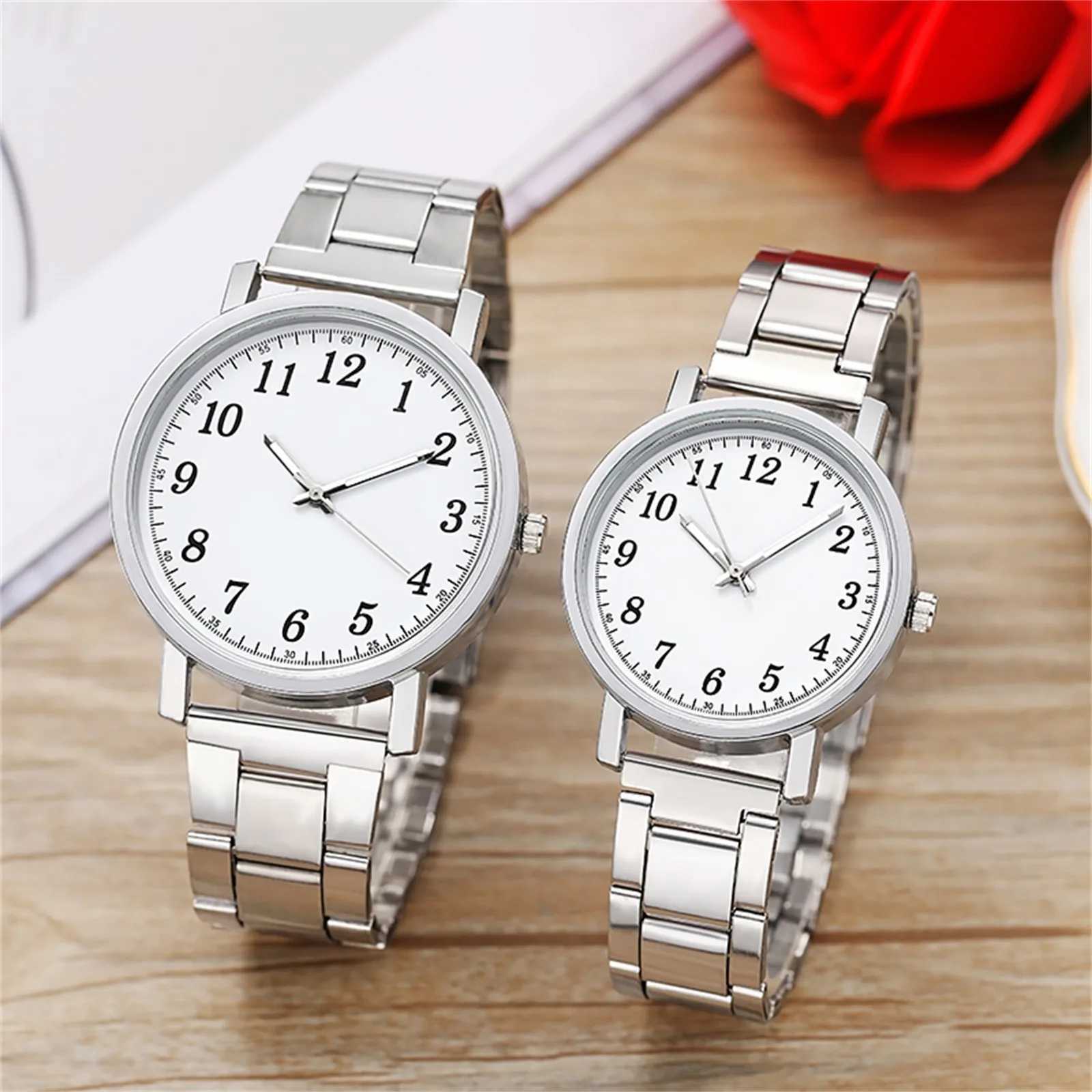 Couple Quartz Digital Watch Steel Strap Luxury Chronograph Ladies Gift Fashionable Simple Style Quartz Wristwatch Reloj MujerX240923