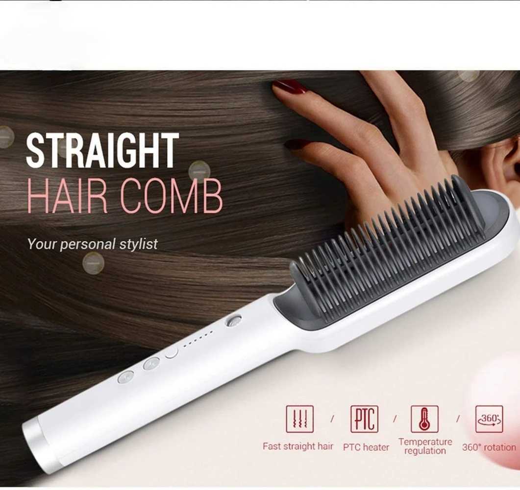 Hair comb hot air heating comb anti iron hair straightener curling hot brush straightener CL240923