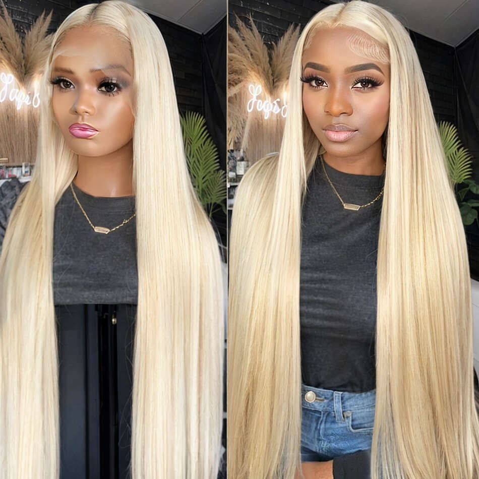 30 Inch 613 Honey Blonde 13x4 13X6 HD Transparent Front Human Hair 200 Density Bone Straight Lace Frontal Wig For Women