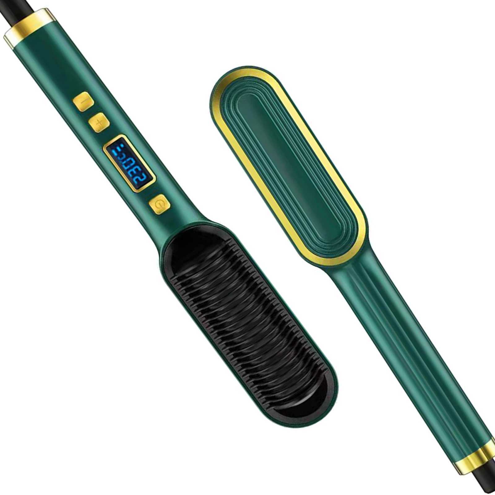 2-in-1 electric professional negative ion straight hair brush curling comb with LCD display curling tool CL240923