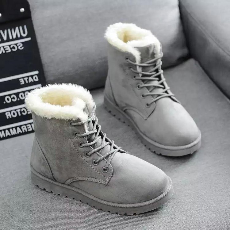 2024 Factory Direct Winter Student Snow Women's Short Warm Boots Lace Up Flat Heels Korean Cotton Shoes