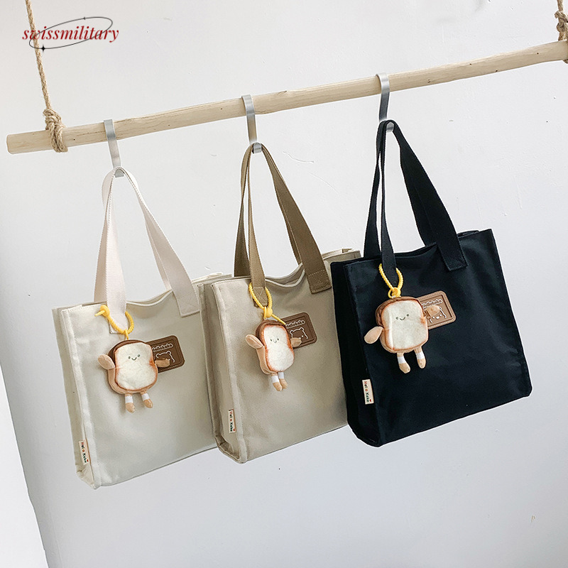 Large capacity student tutoring casual and versatile, single shoulder canvas bag, simple three-dimensional handbag, women's bag #28 Swissmilitary