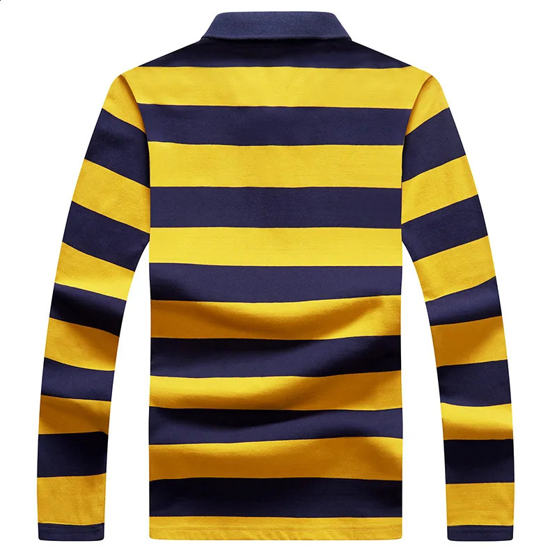 2023 Stripe Men Polo Shirt Cotton Long Sleeve Spring Autumn Embroidery Warm Casual Fashion 240920