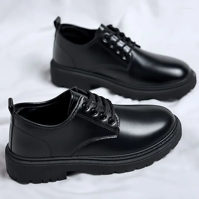 Casual Shoes Kitchen Work Waterproof Leather Men Black Business Shoe Lace-up Fashion Male 2024 Outdoor Non-slip Flats