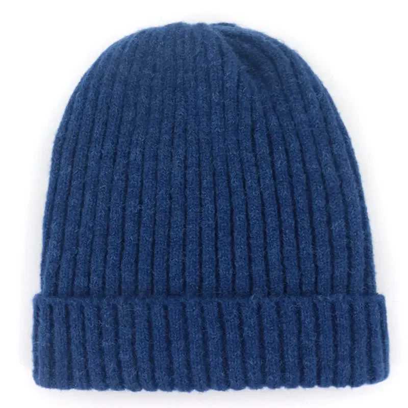 Unisex Wool Blend Striped Knit Beanie Hats for Women Men Winter Warm Ski Cap Grey Navy Khaki Black Fuchsia Blue Dark Yellow RedX240924