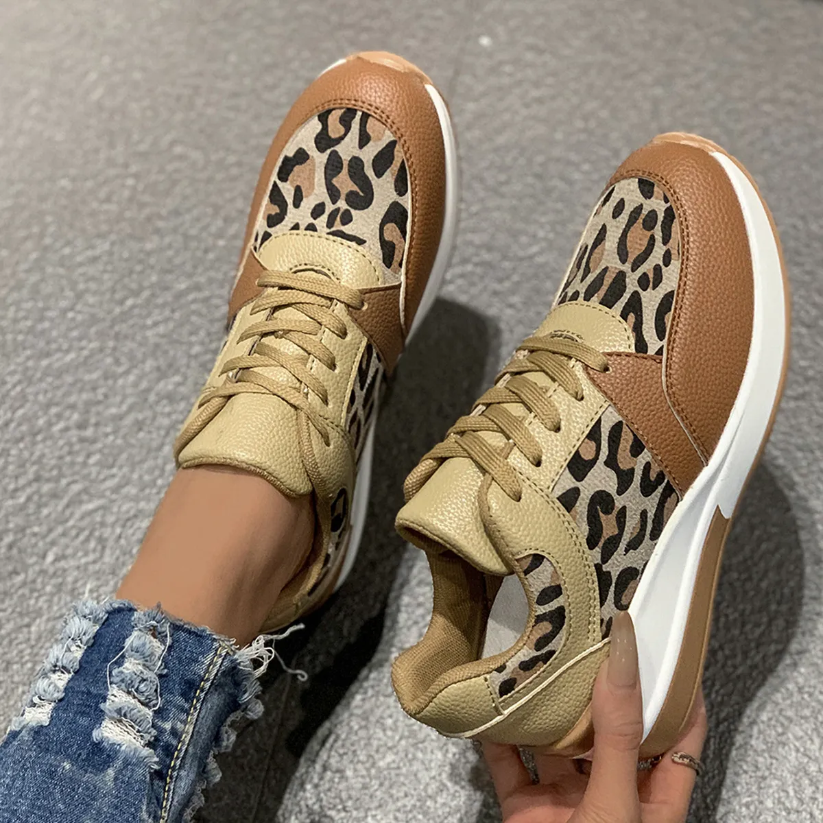 Leopard Print for Brand Women Lightweight Platform Designer Ankle Shoes New Winter Casual Sneakers dh1263469