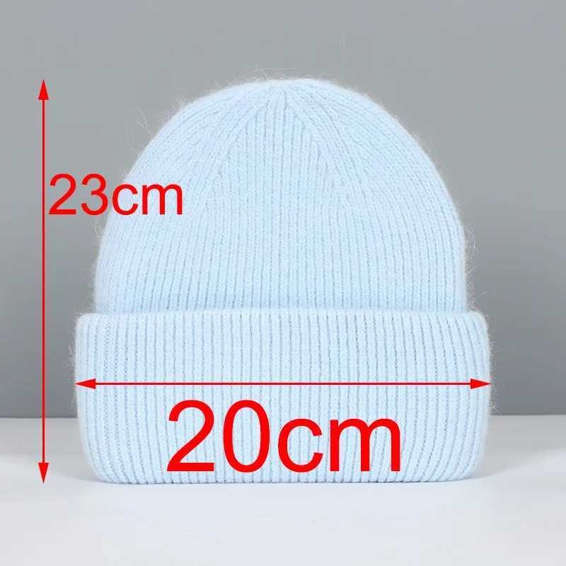 Winter Hats For Women Rabbit Fur Beanie Hat Woman Knitted Skullies Beanies Solid Wool Soft Autumn Winter Cashmere Caps BonnetX240924