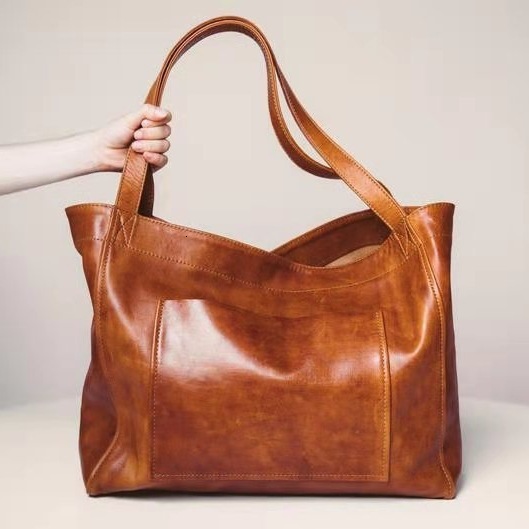 Pocket Womens Big Soft Handheld One Shoulder Oil Wax Leather Large Capacity Fashion New Tote Bag Women