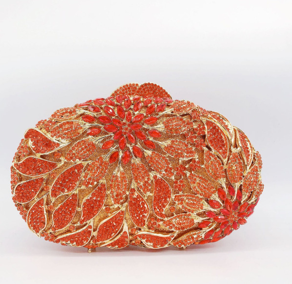Lady Orange Dia Evening Clutches XIYUAN Crystal Wedding Bridal Handbags Fashion Ladies Rhie Party Purses Minaudiere
