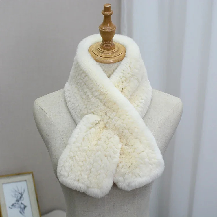 Rex Rabbit Fur Knitted Scarf Foulard Fashion Solid Shawls Rectangle Scarves for Women Winter Warm Real Fur Shawls 240914