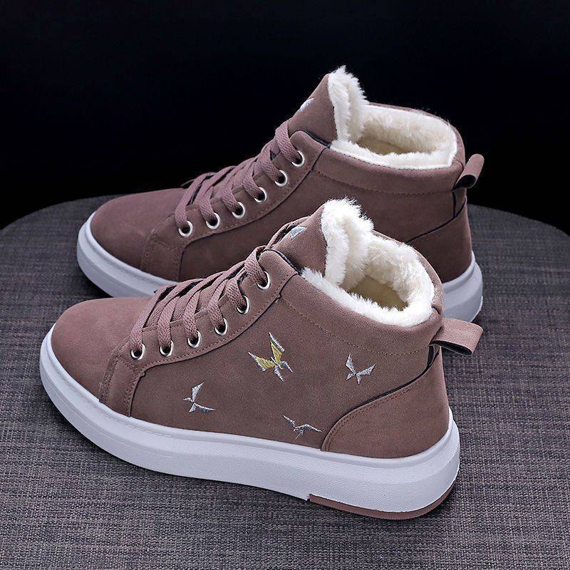 2024 Ankle Warm PU Plush Winter Woman Sneakers Flats Lace Up Ladies Shoes Women Short Snow Boots