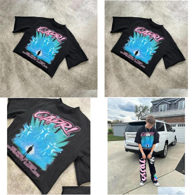 Mens T-Shirts T Shirts American Streetwear Y2K Top Haruku Print Oversized Graphic Shirt Gothic Cotton Couples Goth Grunge Women Clot Otcua