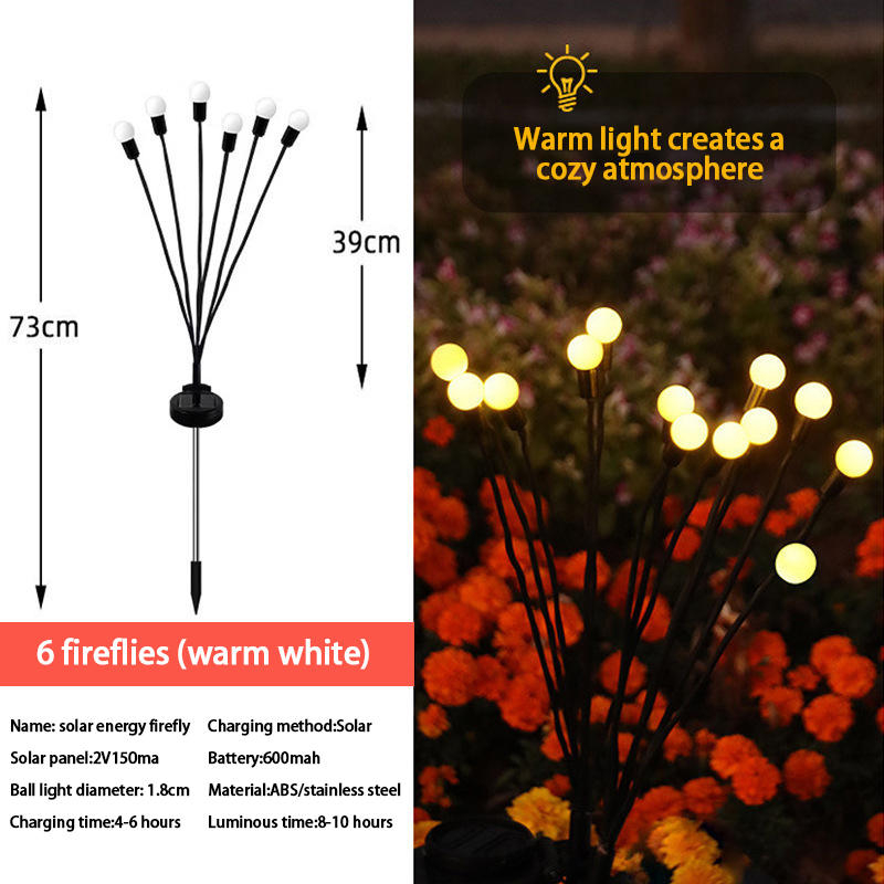 Solar firefly lights outdoor lawn floor night light patio landscape arrangement led firefly floor light