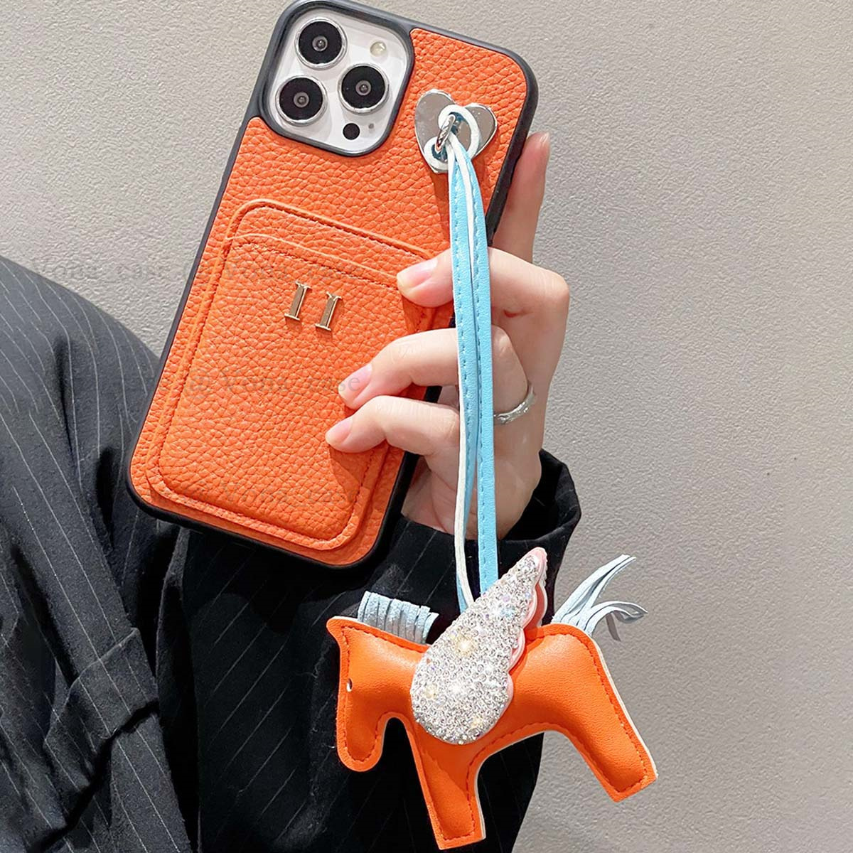 Case for iPhone 16 Pro Max with Card Holder, 15 Pro Max 16 Plus 15 14 13 12 11 Pro Luxury Leather Phone Case Card Slot Ultra Slim Designer Phone Cover with Pony Accessories