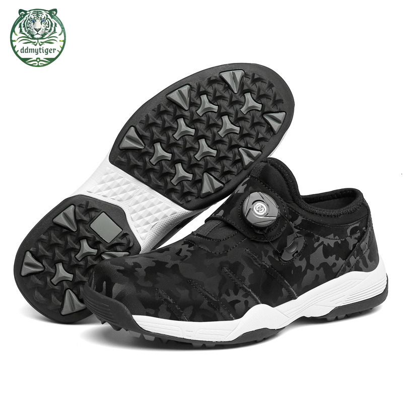 ddmytiger Hot selling large size couple anti slip golf for men and women's casual rotating button waterproof sports shoes A