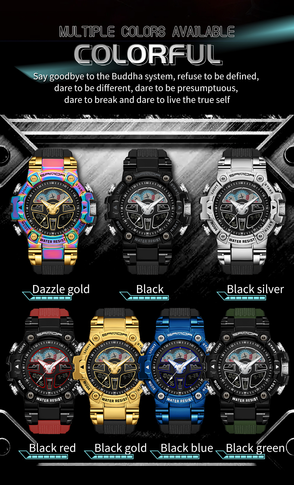 SANDA Top Brand Men's Sports Watches Military Hyun-chae Case Waterproof Multifunction 3156 Wristwatch Quartz Watch for Men Clock 01