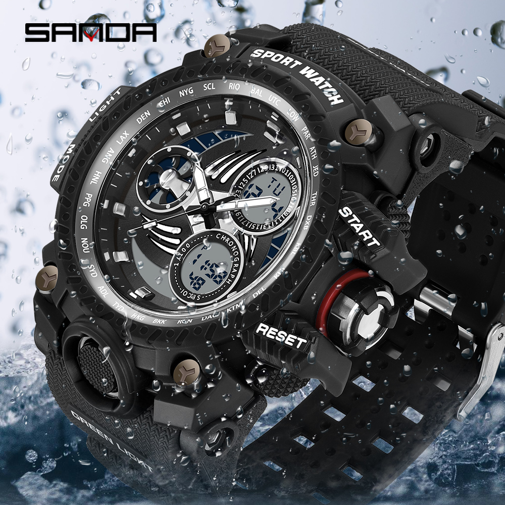 SANDA 3155 2025 G style new men's watch 50M waterproof and shock-absorbing sports military quartz watch men's digital watch clock 07