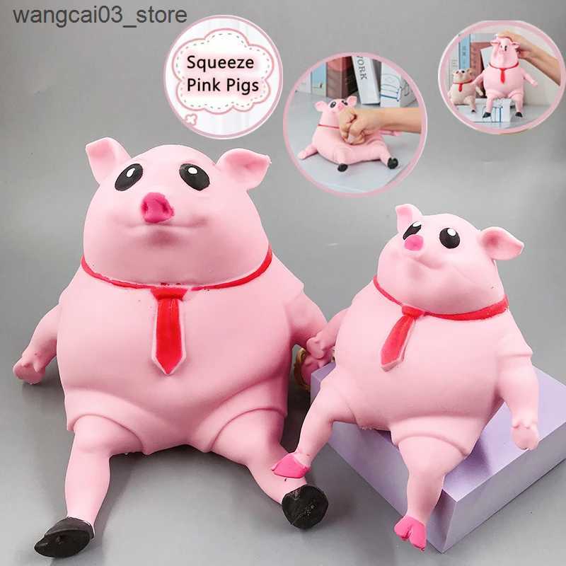 Decompression Toy Pink Pig Squeeze Doll Fidget Toys Slow Rebound TPR 25cm Squishy Piggy Anti Stress Decompression Toy Stress Relief Toy Gift J144 L240