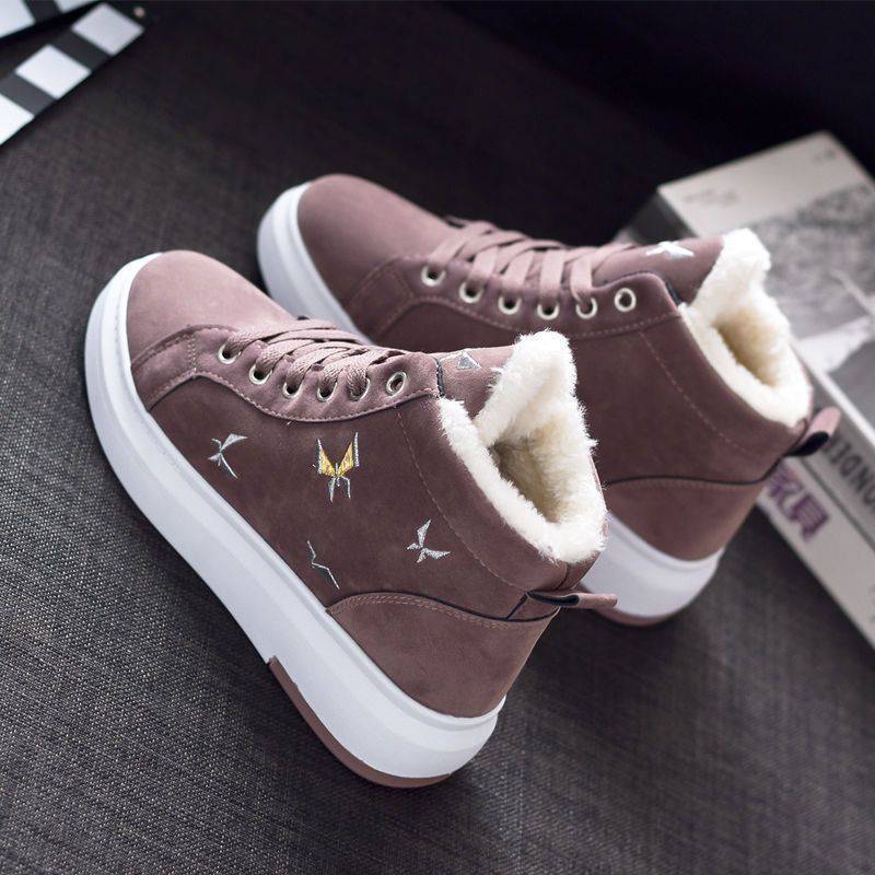 2024 Ankle Warm PU Plush Winter Woman Sneakers Flats Lace Up Ladies Shoes Women Short Snow Boots