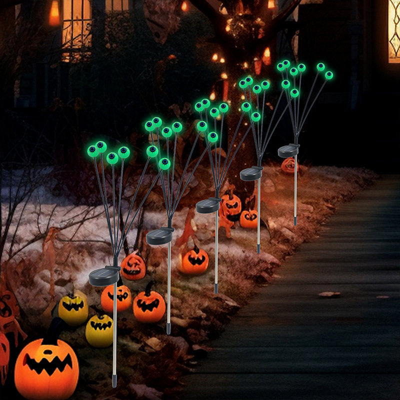 Solar Halloween Ghost Eye LED String Lights Ground Plug Lights Outdoor Patio Festival Ambient Lights Firefly Eyeball Lights
