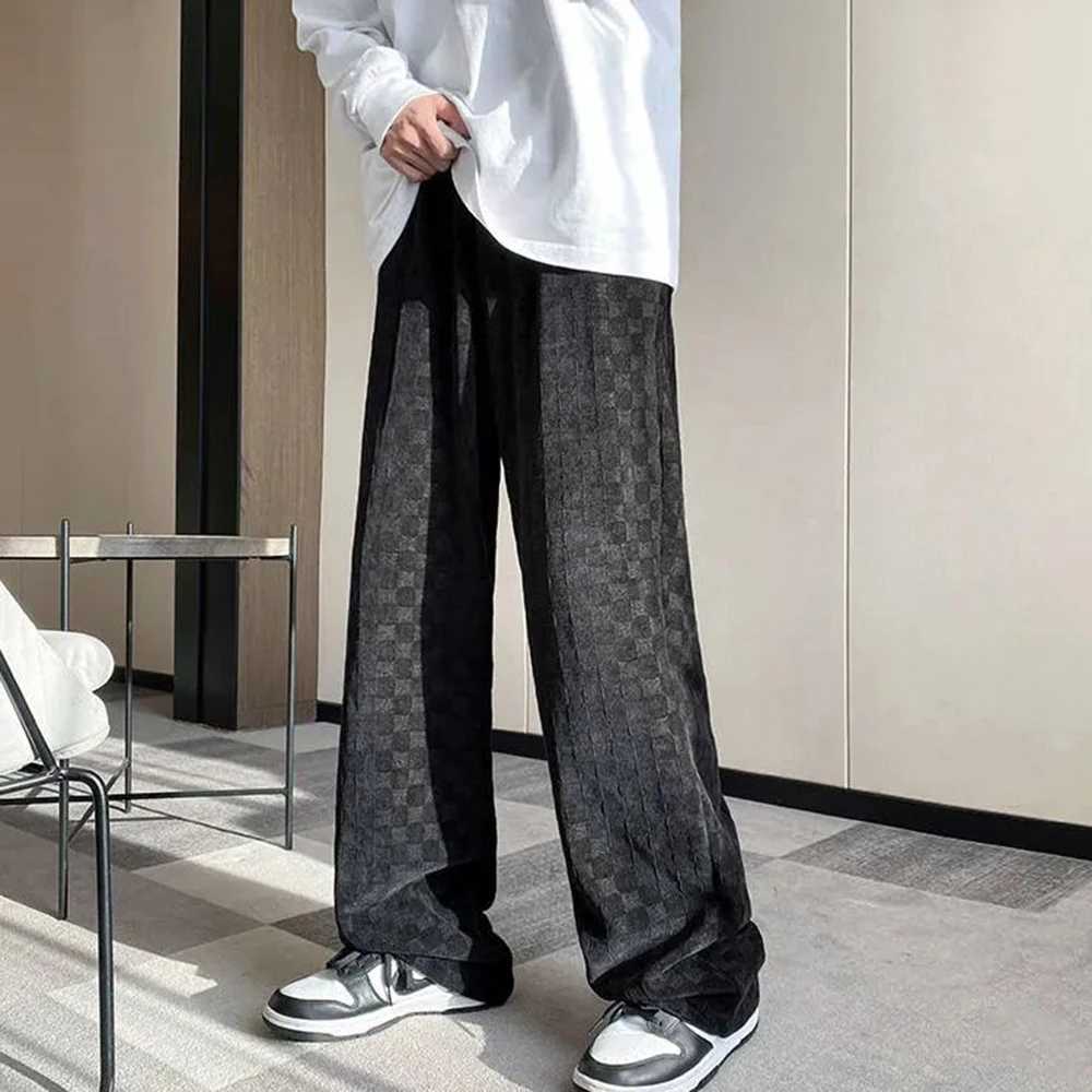 2025S Fashion Designer Mens Casual Checkerboard Straight Pants Spring New Fashion Simple Personty Comfortable Corduroy Trousers Unisex Z