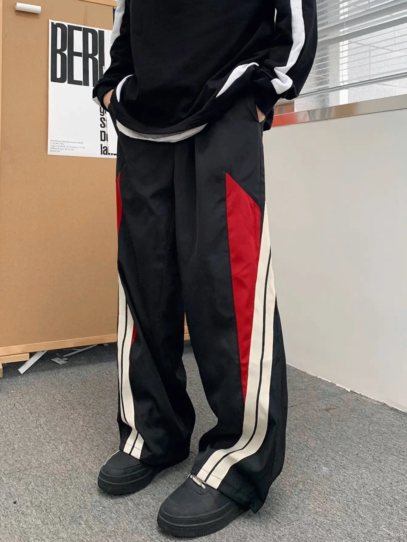 Mens Side-Stripe Joggers Casual Stretch Straight Leg Sweatpants 240921