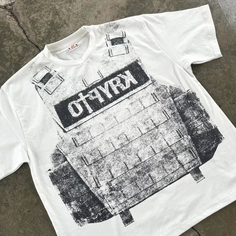 American Summer High Street Retro Trendy Shortsleeved Men Y2k Harajuku Fashion Loose Casual Tshirt 240924