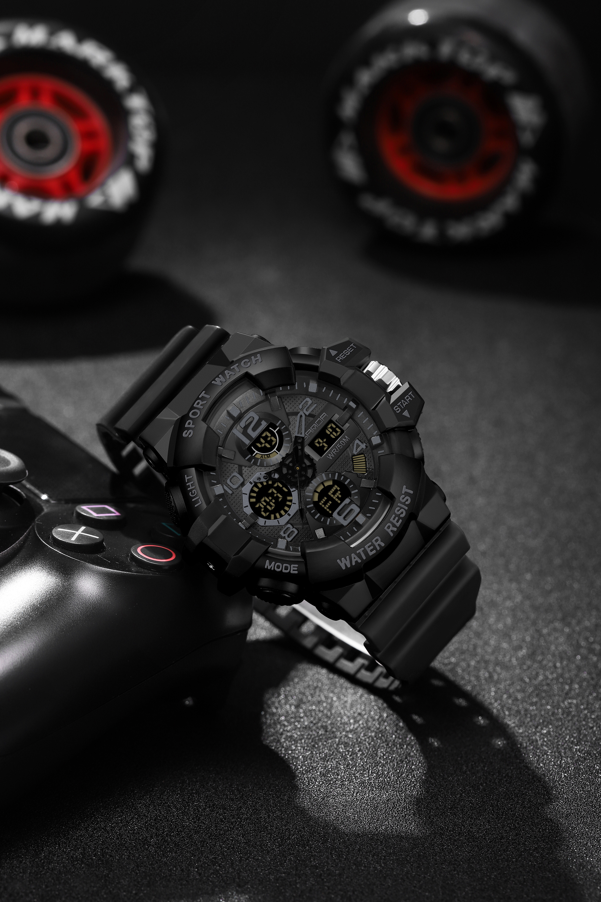 SANDA men's military watch black sports watch LED digital 50M waterproof 3168 watch men's multifunctional clock Relogio Masculino 01