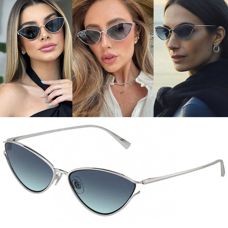 Designer Fashion Triangle Metal Frame Sunglasses Womens Luxury Outdoor Light Color Decorative Glasses High Quality with Original Packaging Box 3095
