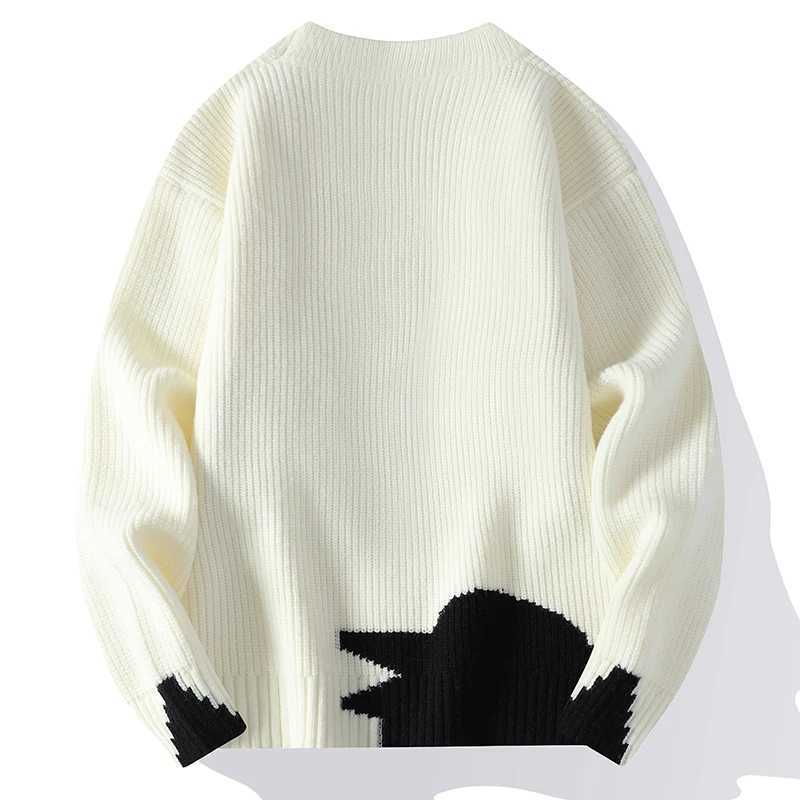 New 2024 Autumn/Winter Korean Fashion Knitted Sweater Mens Loose Casual Pullover Mens Hip Hop Strt Soft Warm Sweater CL240924