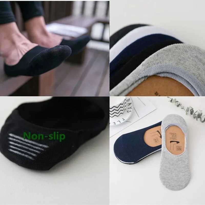 Men Cotton Socks Breathable Invisible Boat Socks Nonslip Loafer Ankle Low Cut Short Sock for Leather Sports Shoes SoxX240923